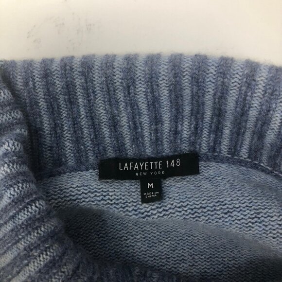 Lafayette 148 100% Cashmere Blue Turtleneck Sweater Size M - Picture 6 of 7